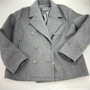 J. Crew Melton Wool Black Coat Collared Double Breasted Italy Size 6